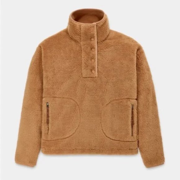 UGG $128 Atwell Sherpa 1/2 Snap Tawny Pullover Sz 2X NWT! - Picture 2 of 4